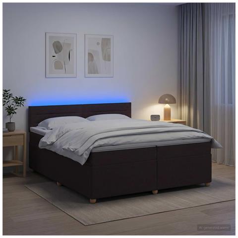 Letto box spring con materasso Marrone Scuro 200 x 200 cm - Foto 2