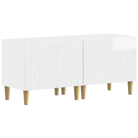 Mobile TV LED a 5 pezzi Bianco Lucido Legno ingegnerizzato - Foto 2
