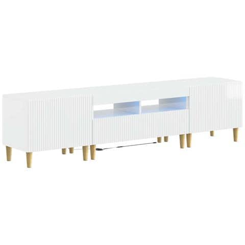 Mobile TV LED a 5 pezzi Bianco Lucido Legno ingegnerizzato - Foto 1