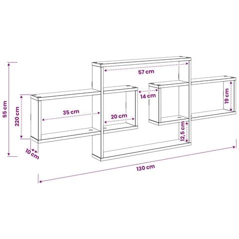 Scaffale da parete Rovere Fumo 130 x 10 x 50 cm - Foto 8