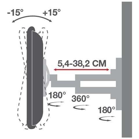 ICA-LCD 2923B - Supporto a Muro per TV LED LCD 19-37'' Inclinabile 2 Snodi Nero - Foto 6