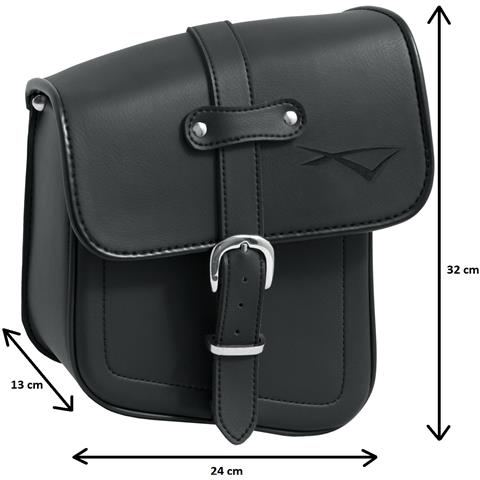 Borsa Bisaccia Moto Custom Chopper Idroreppelente Nero Laterale Destra Telaio - Foto 2