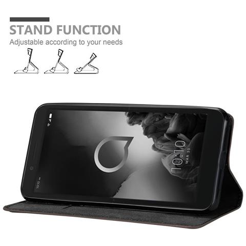 Custodia Compatibile Con Alcatel 1c 2019 In Bruno Caffè - Coperchio Protettiva Con Chiusura Magnetica, Funzione Stand E Tasca Per Le Carte - Foto 5