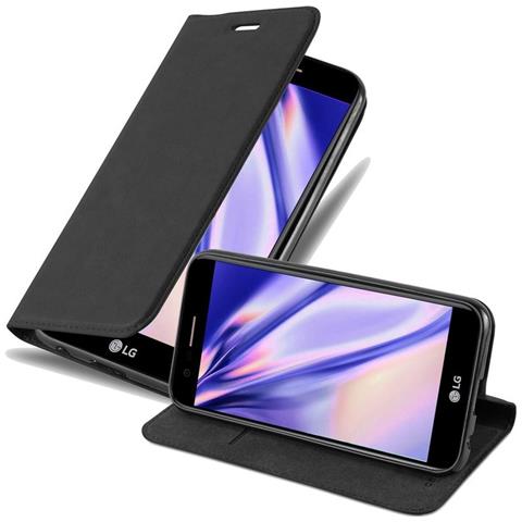 Cadorabo Custodia Compatibile Con Lg K10 2017 In Nero Di Notte - Coperchio Protettiva Con Chiusura Magnetica, Funzione Stand E Tasca Per Le Carte - Foto 1