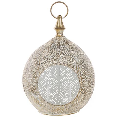 Lanterna Decorativa In Metallo E Vetro Color Oro Laeso - Foto 6