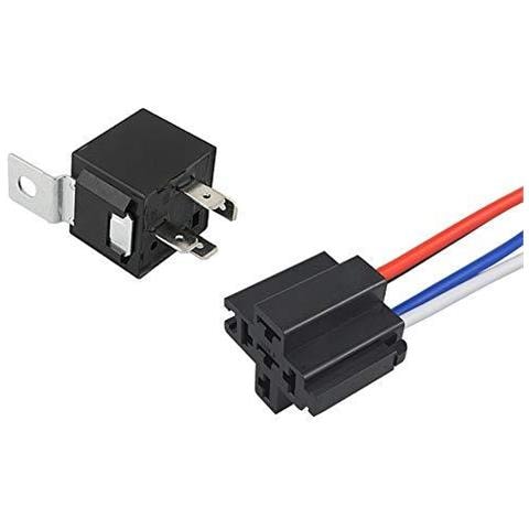 5pcs Professionale 4 Pin Auto Relay 12v 40a Spst Auto Rel Con Socket E Fili Di Colore Marcato Cablaggio Per Camion Dellautomobile Moto Barche (nero) - Foto 2