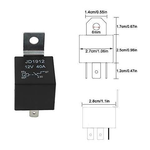 5pcs Professionale 4 Pin Auto Relay 12v 40a Spst Auto Rel Con Socket E Fili Di Colore Marcato Cablaggio Per Camion Dellautomobile Moto Barche (nero) - Foto 4