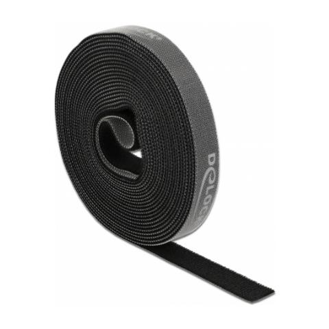 Nastro con chiusura a strappo a rotolo L 5 m x P 15 mm nera - Foto 1