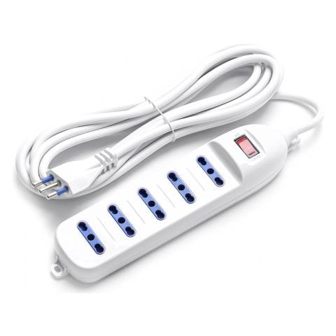 Multipresa Ciabatta Elettrica 5 Posti Con Interruttore Generale Cavo Da 5metri Spina: 10a 250v Presa: 5-way P17/11 - Foto 1