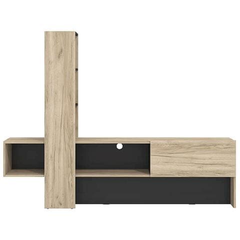 Porta Tv Moderno Colore Rovere Con Un'anta Di Design Moderno Industrial Cm 185,5 X 36,5 X 138,5 H - Foto 2
