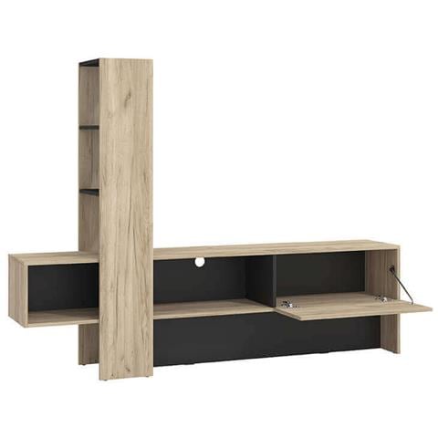 Porta Tv Moderno Colore Rovere Con Un'anta Di Design Moderno Industrial Cm 185,5 X 36,5 X 138,5 H - Foto 4