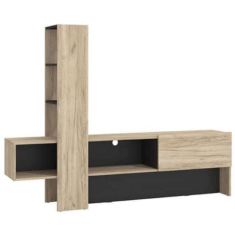 Porta Tv Moderno Colore Rovere Con Un'anta Di Design Moderno Industrial Cm 185,5 X 36,5 X 138,5 H - Foto 1