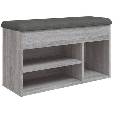Panca Porta Scarpe Grigio Sonoma 82x32x45,5cm Legno Multistrato - Foto 2
