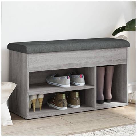 Panca Porta Scarpe Grigio Sonoma 82x32x45,5cm Legno Multistrato - Foto 1