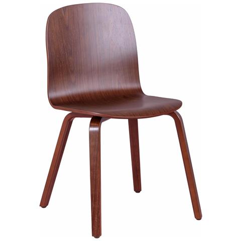 Sedia Di Design Scandinavo In Legno Di Noce - Hut - Foto 1