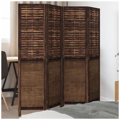 Divisorio Ambienti 4 Pannelli Marrone Scuro Massello Paulownia - Foto 1