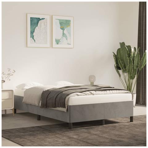 Giroletto senza Materasso Grigio Chiaro 120x190 cm Velluto - Foto 3