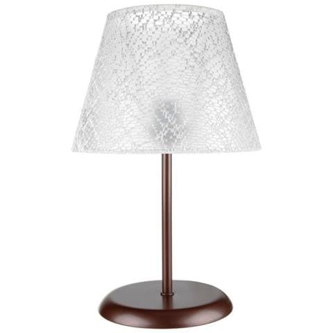 Lampada Da Tavolo Elva Mng3065 In Metallo E Paralume Tessuto Ricamo - Foto 1