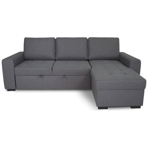 Divano Angolare Trasformabile Reversibile A 3 Posti Cathy - Tessuto Grigio - 242 X 155 X 85 Cm - Foto 1