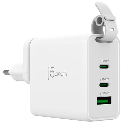 Caricatore da viaggio a 3 porte USB-C GaN da 65 W con spine CA intercambiabili e cavo USB-C - Foto 8