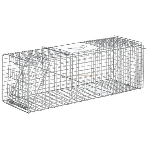 Gabbia Trappola Per Ratti, Topi E Nutrie Pieghevole In Acciaio, 93x31x34.5cm, Argento - Foto 1