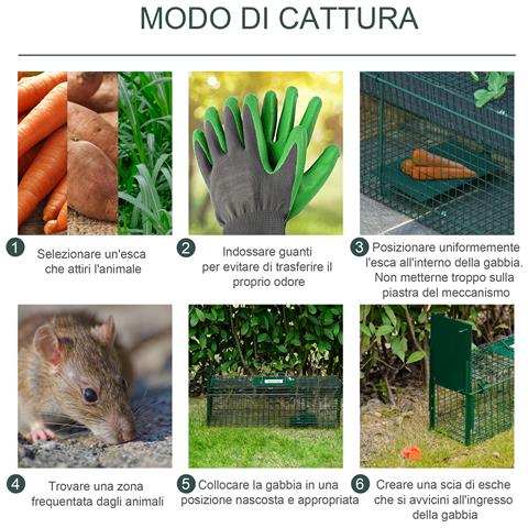 Gabbia Trappola Per Ratti, Topi E Nutrie Pieghevole In Acciaio, 93x31x34.5cm, Argento - Foto 6