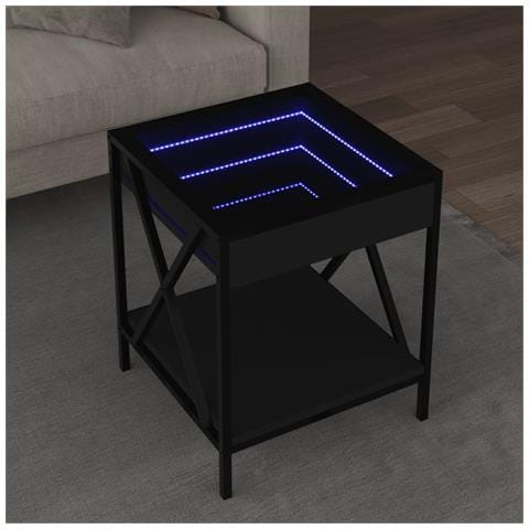 Tavolino Da Salotto Con Led Infinity Nero 40x40x49 Cm - Foto 1
