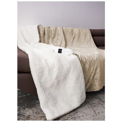 Plaid Termico Coperta Riscaldante Termocoperta Riscaldata Morbida Tinta Unita 180x140 Beige - Foto 1