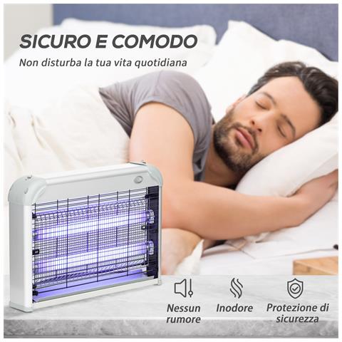 Zapper per Insetti e Zanzare da 20W a Luci LED UV con Vassoio Rimovibile, in ABS e Metallo, 39x8x28 cm - Foto 2