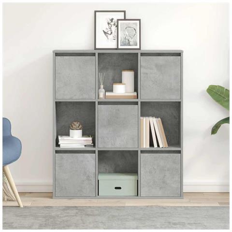 Libreria Grigio Cemento 89x24x101,5 Cm In Legno Multistrato - Foto 3