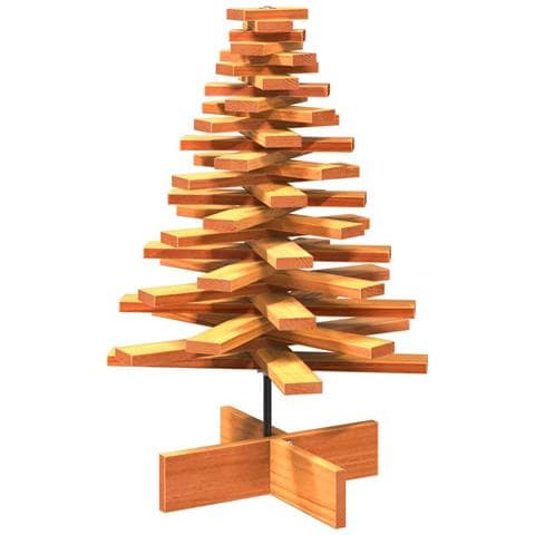 Albero Di Natale Marrone Cera 80 Cm In Legno Massello Di Pino - Foto 2