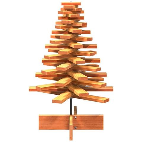 Albero Di Natale Marrone Cera 80 Cm In Legno Massello Di Pino - Foto 3