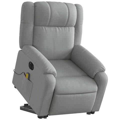 Poltrona Alzapersona Massaggi Elettrica Grigio Chiaro Tessuto - Foto 2