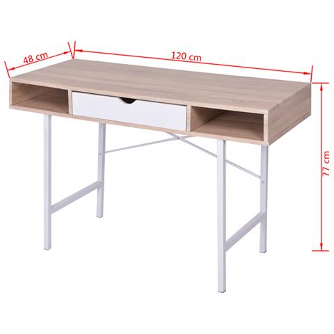 Lusso Casadino -  Scrivania Con 1 Cassetto Rovere E Bianco - Foto 5