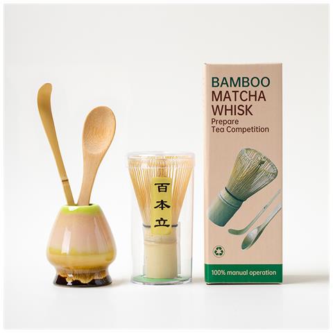 Set Matcha Completo In Ceramica Con Frusta E Cucchiaio In Bamboo - Foto 1