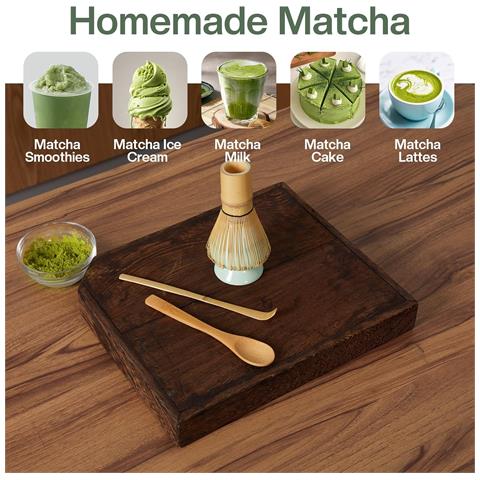 Set Matcha Completo In Ceramica Con Frusta E Cucchiaio In Bamboo - Foto 2