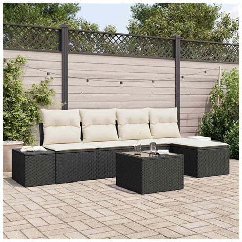 Set Divano da Giardino da 5 Pezzi con Cuscini Marrone in Polyrattan - Foto 2