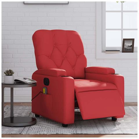 Poltrona Massaggio Elettrica Reclinabile Rosso Similpelle - Foto 2