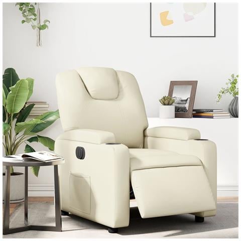 Poltrona Reclinabile Elettrica Crema in Similpelle - Foto 2