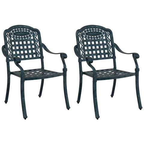 Sedia da giardino  2 pezzi Verde in alluminio pressofuso - Foto 1