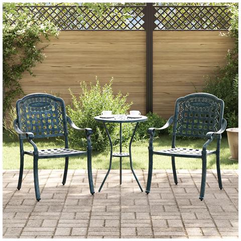 Sedia da giardino  2 pezzi Verde in alluminio pressofuso - Foto 2