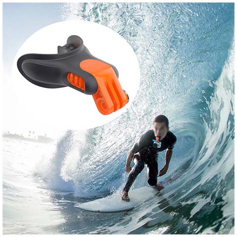 Supporto Surf Mouth Per Gopro Con Blocco Galleggiante E Cordino - Nero /arancione - Foto 7