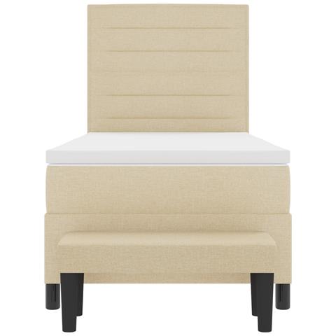 Letto con Box Spring con Materasso & Panchina Crema 90x200 cm Tessuto - Foto 9