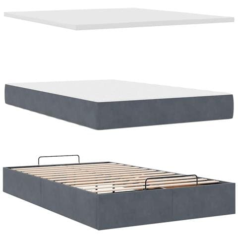 Pouf Letto con Materasso e LED Grigio Scuro 120x190cm Velluto - Foto 9