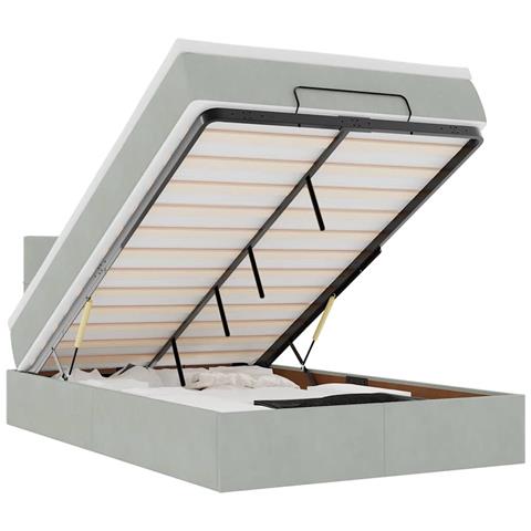 Struttura Letto Pouf con Materasso 120x200 cm Velluto - Foto 1