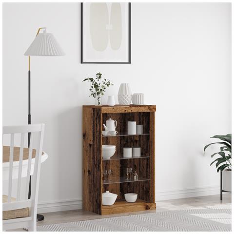 Mobile TV  con luci LED in legno vecchio 60,5x37x100 cm - Foto 2