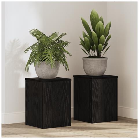 Supporti per piante 2 pcs Rovere Nero 25x25x35 cm Legno ingegnerizzato - Foto 2