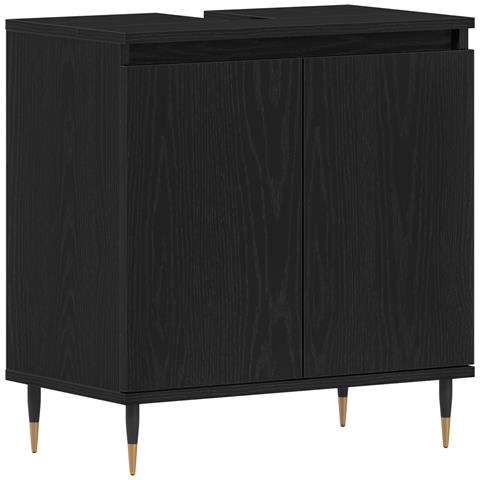 Mobile Lavabo da Bagno Rovere Nero 58x33x60 cm Legno Ingegnerizzato - Foto 1