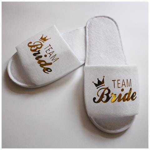 Pantofole Da Sposa Con Paillettes E Dita Scoperte 'bride' Con Corona - Perfette Per Feste Di Addio Al Nubilato - Foto 2
