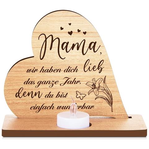 Weewooday Cuore In Legno Di Pino Con Candela A Led E Lucine Natalizie - Foto 1